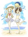  2girls beach bikini full_body lillie_(pokemon) mizuki_(pokemon_sm) multiple_girls outdoors pokemon pokemon_(game) pokemon_sm standing swimsuit tagme 