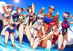  ;) abs ahoge annotated armpits bangs bikini black_hair blue_hair blue_sky braid breakdown breasts cleavage cloud commentary_request competition_swimsuit dark_skin day decepticon dog_tags dreadwing dutch_angle flat_chest frilled_swimsuit frills gas_mask genderswap genderswap_(mtf) goggles goggles_on_head green_bikini grin gun hair_over_one_eye hand_on_hip handgun highres ice_cream_cone knockout_(transformers) large_breasts lens_flare long_hair medium_breasts megatron multicolored_hair multiple_girls muscle muscular_female nail_polish navel navel_cutout ocean one-piece_swimsuit one_eye_closed oppai_loli personification pistol purple_hair purple_nails red_eyes red_hair ryuusei_(mark_ii) shockwave_(transformers) short_hair single_braid sky skyquake small_breasts smile snorkel soundwave starscream streaked_hair summer sunglasses swimsuit tankini transformers transformers_prime two-tone_hair very_long_hair visor wading water weapon white_hair yellow_eyes 