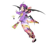  ahoge blush kimono konno_yuuki long_hair official-art purple_hair red_eyes smile sword_art_online wings 
