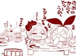  &gt;_&lt; :3 animal_ears bangs blunt_bangs bowl bunny_ears chef_hat chibi chopsticks cloak closed_eyes collar comic commentary_request drooling eating enemy_aircraft_(kantai_collection) fake_animal_ears fish folded_ponytail food_in_mouth greyscale grilling hachimaki hair_ornament hairband happi hat headband holding holding_bowl holding_chopsticks holding_plate japanese_clothes kantai_collection long_hair long_sleeves mittens monochrome multiple_girls nejiri_hachimaki northern_ocean_hime northern_water_hime open_mouth plate rensouhou-chan rice_bowl sako_(bosscoffee) shimakaze_(kantai_collection) shinkaisei-kan sidelocks sleeveless smile translation_request x3 yukikaze_(kantai_collection) 