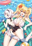  anne_bonny_(fate/grand_order) anne_bonny_(swimsuit_archer)_(fate) ass blonde_hair blue_eyes breasts facial_scar fate/grand_order fate_(series) hair_between_eyes large_breasts mary_read_(fate/grand_order) mary_read_(swimsuit_archer)_(fate) multiple_girls orange_eyes rubber_duck scar short_hair smile_(mm-l) swimsuit twintails white_hair 