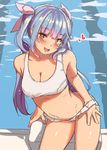  :d alternate_costume bikini blush bow breasts cleavage collarbone cosplay eyebrows_visible_through_hair from_above hair_bow hand_under_clothes heart heart-shaped_pupils i-19_(kantai_collection) kantai_collection long_hair medium_breasts multicolored_hair nontraditional_school_swimsuit open_mouth pool purple_hair red_eyes ro-500_(kantai_collection) ro-500_(kantai_collection)_(cosplay) satsuki_neko school_swimsuit sitting sketch smile solo swimsuit symbol-shaped_pupils twintails white_bikini 