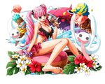  :p \m/ arm_support barefoot beach_umbrella bikini black_eyes bodskih breasts cleavage flower food frilled_bikini frills ghost hair_ornament hibiscus holding holding_food ice_cream ice_cream_cone knees_together_feet_apart large_breasts long_hair navel one_piece parasol perona pink_hair plumeria polka_dot polka_dot_bikini red_bikini red_flower shiny shiny_skin sitting soles solo swimsuit toes tongue tongue_out too_many too_many_scoops transparent transparent_background twintails umbrella very_long_hair white_flower wrist_cuffs 