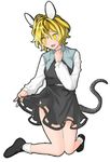  animal_ears blonde_hair cosplay kusoyarou mouse_ears mouse_tail nazrin nazrin_(cosplay) shoes skirt socks solo tail toramaru_shou touhou yellow_eyes 