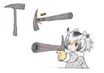  ;( bangs bird_wings black_hair blonde_hair closed_mouth cross-section feathered_wings feathers finger_on_trigger frown fur_collar gloves gun hair_between_eyes head_wings hidden_weapon holding holding_gun holding_weapon kemono_friends long_sleeves looking_away multicolored_hair northern_white-faced_owl_(kemono_friends) one_eye_closed orange_eyes pickaxe roonhee short_hair sidelocks simple_background solo tsurime upper_body weapon white_background white_hair wings yellow_gloves 