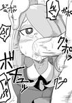  1girl bushimatome cheek_bulge clothed_female_nude_male fellatio greyscale hair_over_one_eye hand_on_another's_head hetero little_witch_academia monochrome nude oral penis sucy_manbavaran 