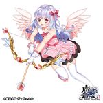  :d angel_wings arrow blush bow bow_(weapon) fujishiro_kokoa full_body gloves hair_bow hair_ornament heart heart_arrow heart_hair_ornament long_hair looking_at_viewer official_art open_mouth original pink_bow pink_eyes pink_skirt silver_hair skirt smile solo the_caster_chronicles thighhighs weapon white_gloves white_legwear wings 