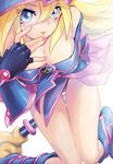  bare_shoulders blonde_hair blue_eyes blue_footwear blush blush_stickers boots breasts choker cleavage dark_magician_girl duel_monster fingerless_gloves gloves hat highres large_breasts long_hair open_mouth otaki55 panties pentacle smile solo staff thigh_gap underwear wizard_hat yuu-gi-ou yuu-gi-ou_duel_monsters 
