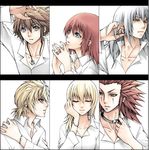  blonde_hair blue_eyes breasts brown_hair dress eguana jewelry kairi_(kingdom_hearts) kingdom_hearts kingdom_hearts_ii long_hair multiple_boys multiple_girls namine necklace organization_xiii red_hair riku roxas short_hair smile sora_(kingdom_hearts) white_dress 