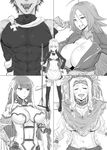  4girls ^_^ ^o^ abs apron artoria_pendragon_(all) artoria_pendragon_(swimsuit_rider_alter) bare_shoulders bikini breast_envy breasts cleavage closed_eyes fate/extra fate/grand_order fate/prototype fate/prototype:_fragments_of_blue_and_silver fate_(series) francis_drake_(fate) gauntlets go-m greyscale grin gun hand_on_hip headwear highres holding holding_gun holding_weapon huge_breasts large_breasts long_hair looking_at_viewer maid_headdress monochrome mop multiple_girls navel odd_one_out open_mouth outstretched_arms ozymandias_(fate) quetzalcoatl_(fate/grand_order) saber_alter saint_martha scar smile staff swimsuit tears teeth thighhighs underboob very_long_hair weapon 
