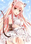  animal_ears ass bangs blush breasts cat_ears cat_tail fate/grand_order fate_(series) gloves kemonomimi_mode long_hair looking_at_viewer looking_back medb_(fate)_(all) medb_(fate/grand_order) medium_breasts open_mouth panties pink_hair raimu_(yuzu-raimu) smile solo tail tiara underwear white_gloves yellow_eyes 