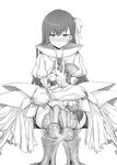  animal_ears armor armored_boots blush boots fate/extra fate/extra_ccc fate/grand_order fate_(series) fou_(fate/grand_order) go-m greaves greyscale groin highres long_hair meltlilith monochrome sitting sleeves_past_wrists tail thighs very_long_hair 