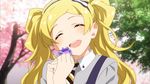  bad_id bad_twitter_id blonde_hair blush commentary_request derivative_work emily_stewart flower hairband highres idolmaster idolmaster_cinderella_girls idolmaster_million_live! long_hair necktie open_mouth parody shimamura_uzuki smile solo style_parody twintails 