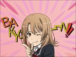  :q bakyu-n!! blush brown_hair commentary_request isshiki_iroha looking_at_viewer one_eye_closed pink_background school_uniform solo todo_(masa3373) tongue tongue_out yahari_ore_no_seishun_lovecome_wa_machigatteiru. 