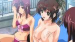  00s 3girls animated animated_gif bikini breast_press breasts cleavage katei_kyoushi_no_oneesan large_breasts multiple_girls nipples topless 