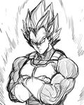 1boy angry aura dragon_ball dragonball_z looking_at_viewer monochrome muscle simple_background sketch solo space_jin super_saiyan vegeta 