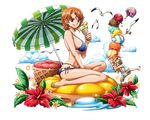  :q bare_shoulders barefoot beach_umbrella between_legs bikini bird blue_bikini bodskih breasts brown_eyes derivative_work flower food full_body hand_between_legs hibiscus holding holding_food ice_cream large_breasts looking_at_viewer nami_(one_piece) navel one_piece orange_hair oversized_object red_flower sanji seagull short_hair side-tie_bikini sideboob sitting solo_focus striped swimsuit tongue tongue_out too_many too_many_scoops transparent_background umbrella 