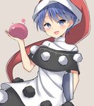  amashi_(qcmrq906) antinomy_of_common_flowers bad_id bad_pixiv_id bangs blue_eyes blue_hair book doremy_sweet dream_soul dress hat holding holding_book looking_at_viewer nightcap open_mouth pom_pom_(clothes) short_hair smile solo touhou turtleneck 