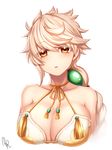  asymmetrical_hair bangs bare_shoulders blush breasts cleavage cloud_print collarbone commentary_request highres kantai_collection large_breasts looking_at_viewer parted_lips remodel_(kantai_collection) rom silver_hair solo swept_bangs unryuu_(kantai_collection) upper_body wavy_hair yellow_eyes 