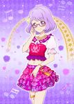  aikatsu_stars dress glasses nanakura_koharu short-hair vioelt_eyes violet-hair 