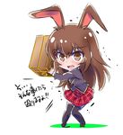  brown_eyes brown_hair carrying carrying_over_shoulder chibi commentary_request crying heavy iesupa long_hair rwby rwby_chibi solo translated velvet_scarlatina 