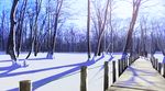  bad_id bad_pixiv_id blue_sky commentary day fence forest nature original outdoors park path people road scenery sky snow someya_mai standing walking winter 