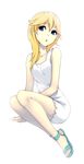  blonde_hair blue_eyes breasts dress highres kingdom_hearts kingdom_hearts_ii long_hair madtoast namine open_mouth sandals simple_background small_breasts solo 