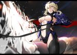  armor artist_name artoria_pendragon_(all) artoria_pendragon_(lancer_alter) blonde_hair bodysuit breasts capelet center_opening closed_mouth crown fate/grand_order fate_(series) gauntlets horse horseback_riding isshiki_(ffmania7) large_breasts letterboxed llamrei_(fate) looking_at_viewer navel pauldrons reins revealing_clothes riding sidelocks signature solo thighhighs thighs turtleneck twitter_username underboob yellow_eyes 