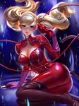  ass bodysuit cleavage heels liang_xing megaten open_shirt persona persona_5 pussy tail takamaki_ann weapon 