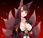  akagi_(azurlane) animal_ears bilan_hangxian cleavage kitsune tail yuzuka 
