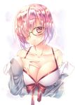  bikini_top cleavage fate/grand_order mash_kyrielight megane morisoba open_shirt see_through 