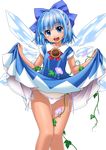  cirno pantsu skirt_lift string_panties tan_lines tomoki_tomonori touhou wings 