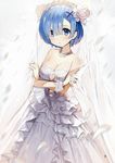  cleavage dress matsui_hiroaki re_zero_kara_hajimeru_isekai_seikatsu rem_(re_zero) screening wedding_dress 