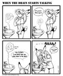  2009 anthro bathroom breasts candi_(megan_giles) chemicals clothed clothing comic english_text female hair it lagomorph long_hair mammal megan_giles rabbit sink solo text toothbrush toothpaste 