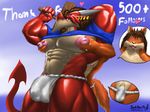  2017 anthro big_muscles boyfriend bulge canine clothing darkdorito dozy draconer dragon flexing gradient happy hi_res huge_muscles hyper hyper_muscles hyper_nipples loincloth looking_at_viewer love male male/male mammal me_(master_elrest) muscular muscular_male newdraconergraffiti nipples nude pecs piercing pinch_nipple red_skin ring simple_background size_difference squeezing sweat sweetheart text tongue wolf 