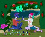  absurd_res anthro dinosaur female fruitybootyraptor happy hi_res hybrid male rick_arthur suss_(fbr) toy young 