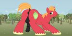  absurd_res animal_genitalia animal_penis anus ass_up big_macintosh_(mlp) equine feral friendship_is_magic hi_res kkhorseplay looking_at_viewer male mammal my_little_pony outside penis rear_view solo 