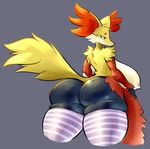  2017 anthro big_breasts big_butt breasts butt canine clothing delphino delphox female fur hi_res huge_breasts huge_butt inner_ear_fluff legwear mammal moth_(artist) nintendo nipples nude pok&eacute;mon pok&eacute;mon_(species) red_eyes side_boob simple_background smile solo stockings thick_thighs thigh_highs video_games voluptuous wide_hips 