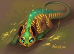  2017 akineza ambiguous_gender blue_eyes claws digital_media_(artwork) dragon feline feral fur furred_dragon hybrid mammal paws russian_text simple_background solo text 