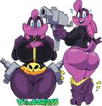  2017 alpha_channel anthro bat batgirl_(vimhomeless) big_breasts big_butt blue_eyes breasts butt clothed clothing female footwear gun high_heels huge_butt mac-10 mammal on_glass panties pants_down partially_clothed ranged_weapon shoes simple_background solo thick_thighs transparent_background underwear vimhomeless weapon wide_hips 