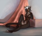  5_fingers akineza amber_eyes anthro black_fur breasts cat digital_media_(artwork) feline female fur grey_hair hair mammal nude solo tanatoz999 whiskers wide_hips 