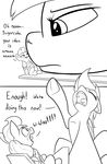  2017 applejack_(mlp) black_and_white comic cutie_mark dialogue duo earth_pony english_text equine feral freckles friendship_is_magic hair hi_res horse line_art macro mammal monochrome my_little_pony open_mouth pegasus pony ponythroat rainbow_dash_(mlp) text tongue wings 