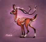  2017 akineza ambiguous_gender antlers brown_eyes cervine deer digital_media_(artwork) feral hooves horn mammal russian_text simple_background solo text 