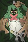  2016 3_fingers 4_toes ambiguous_gender angry anthro arrow avian beak biped black_beak black_claws black_markings brown_feathers brown_wings claws decidueye digital_drawing_(artwork) digital_media_(artwork) eye_markings feathered_wings feathers front_view frown green_background green_feathers holding_object japanese kemono looking_at_viewer markings mask_(marking) nintendo nude pink_markings pok&eacute;mon pok&eacute;mon_(species) pseudo_clothing raised_arm red_eyes red_feathers red_markings shadow simple_background solo standing t.k.d talons tendrils toe_claws toes toony two_tone_eyes video_games white_feathers winged_arms wings yellow_eyes 
