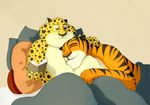  anthro belly benjamin_clawhauser big_belly cheetah creepikat disney duo feline hi_res male male/male mammal slightly_chubby tiger tiger_dancer_(zootopia) zootopia 