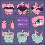  2017 anthro belly big_breasts bludermaus bra breasts claws clothed clothing digital_drawing_(artwork) digital_media_(artwork) dragon english_text eyewear female glasses hi_res horn jewelry model_sheet navel open_mouth overweight overweight_female panties smile solo standing teeth text toe_claws underwear 
