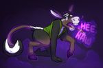  2016 anthro black_fur bottomless brown_fur cigar clothed clothing cubi digital_drawing_(artwork) digital_media_(artwork) donkey equine firr fur green_vest hi_res hooves hypnosis male mammal mind_control multicolored_fur open_mouth simple_background skunk smoking solo spiral_eyes teeth text tongue tongue_out transformation vest white_fur 
