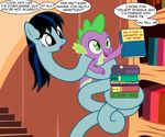 2017 badumsquish book carrying dialogue dragon duo english_text equine female friendship_is_magic golden_oaks_library holding_(disambiguation) horse library lifting long_neck male mammal my_little_pony pony ponytail speech_bubble spike_(mlp) text toony youkai 