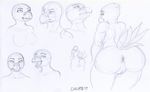 2017 anthro anus avian bird butt churgethoth crossgender delta_the_conure female looking_back monochrome nude open_mouth parrot presenting pussy simple_background sketch standing white_background 