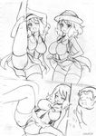  blush breasts dress greyscale hat highres koutarosu large_breasts long_hair looking_at_viewer miniskirt monochrome open_mouth panties pokemon pokemon_(anime) pokemon_(game) pokemon_xy pokemon_xy_(anime) serena_(pokemon) short_hair skirt solo thighhighs underwear white_background 